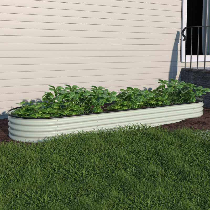 Heise 9 In 1 Modular Galvanized Steel Raised Garden Bed, 17" H x 96" W x 24" D, Gray
