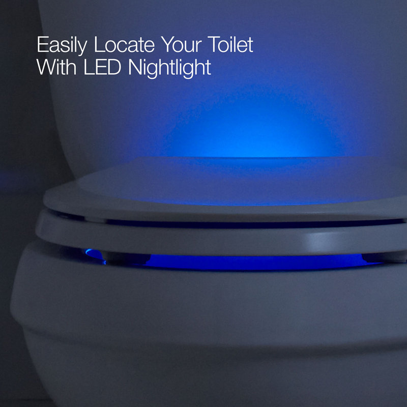 Cachet Nightlight Quiet-Close with Grip-Tight Elongated-Front Toilet Seat, Biscuit, Non Ready Latch