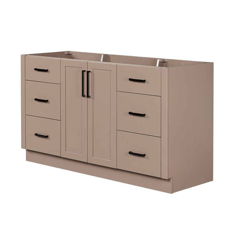 Meuble-lavabo ovale simple de 60 pouces avec comptoir en quartz blanc de Carrare de 1,5 pouce couleur moka, Ovale, Moka