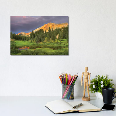 Red Mountain And Pond, Near Ouray, Colorado 1 Piece Wall Art on Canvas