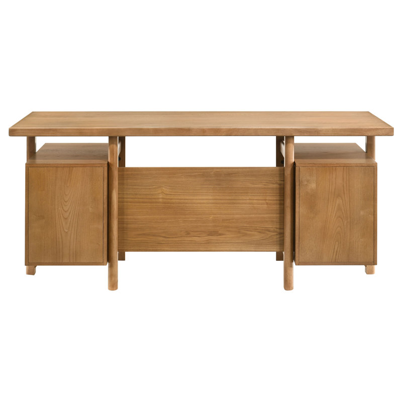 Roldan 4-Drawer Double-Pedestal Computer Desk with Letter-Size File Storage, Light Ash