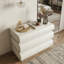 Commode moderne à 6 tiroirs avec poignée sans poignée, large commode de rangement noire pour la chambre à coucher, le salon ou le vestibule-294657698