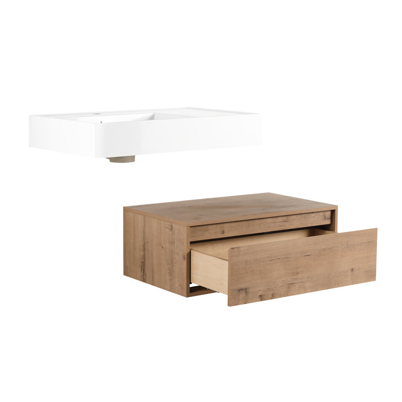 Single Bathroom Vanity with @Solid + Manufactured Top