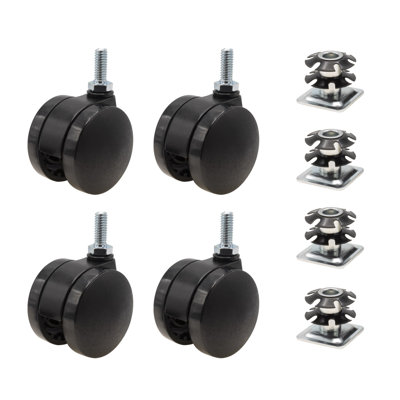 Roulette pivotante noire 2 po pour meuble carré de 1-1 / 8 po