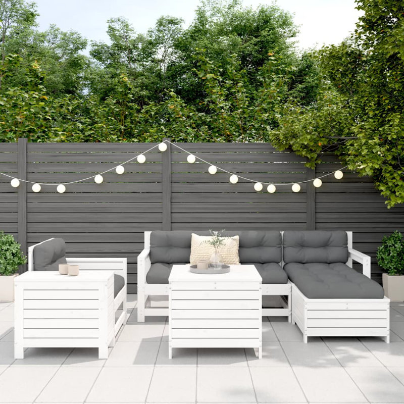 Thangool 62cm Wide L-Shaped Patio Sofa, White, Grey