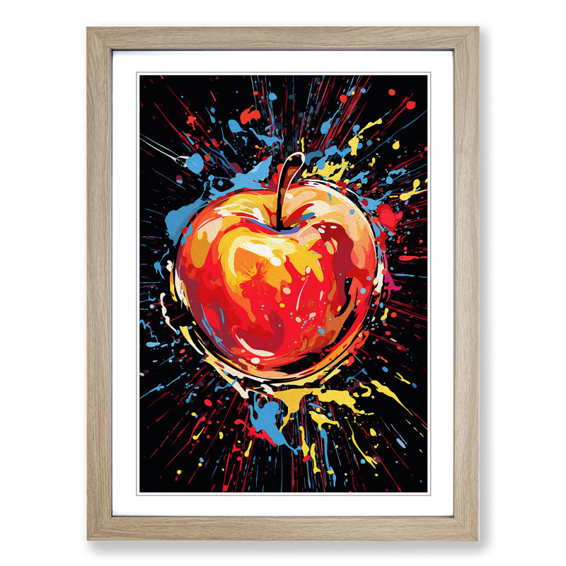 Apple Abstract Art - Framed Print, 34cm H x 25cm W, Oak Framed