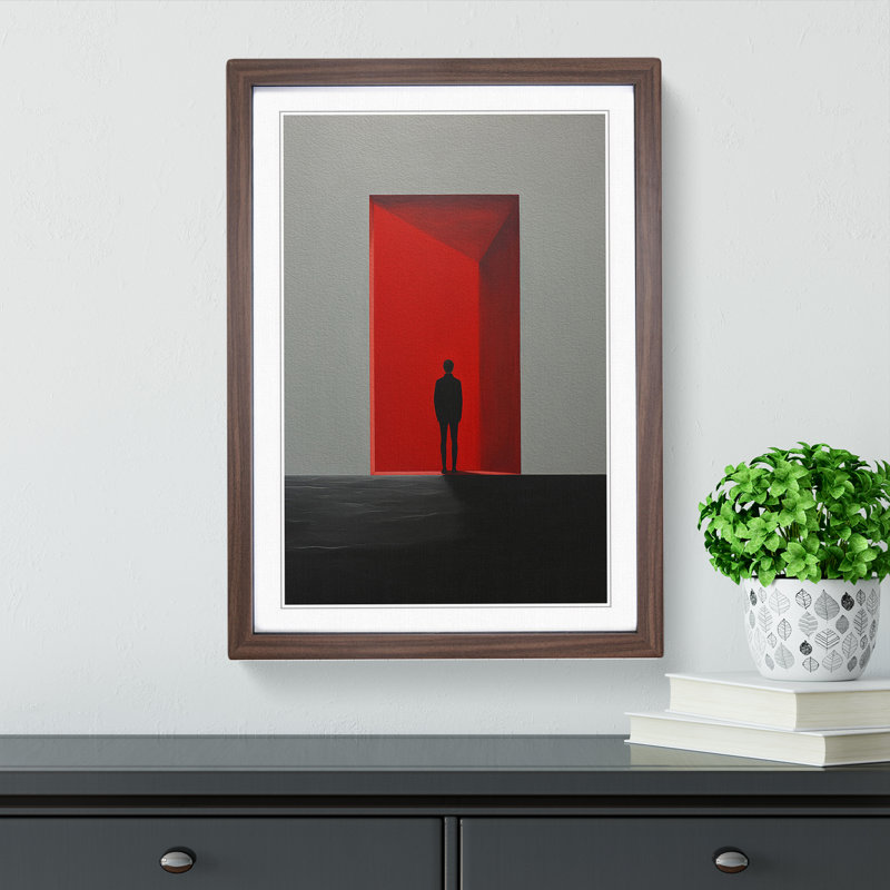 Minimalist Hard Edge Painting - Single Picture Frame Print on Wood, Walnut Framed, 34cm H x 25cm W x 2cm D
