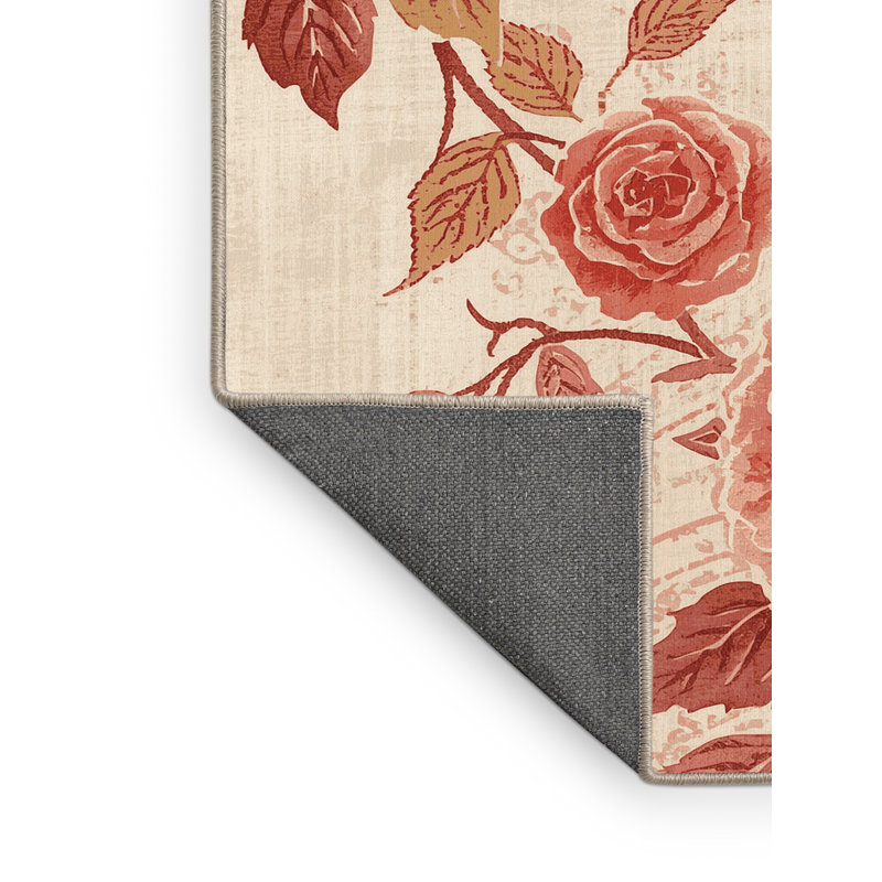 Tapis floral doux et moelleux à motif floral rose classique Broward, 5 x 7