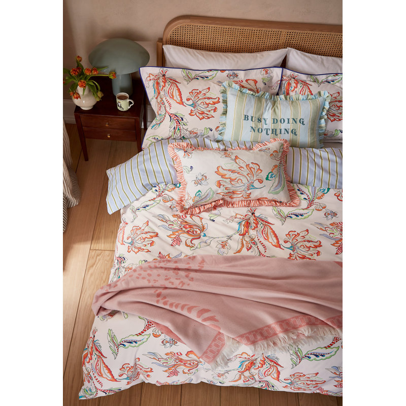 Signature Floral Cotton Cover Set, Double Duvet Cover  + 2 Pillowcases