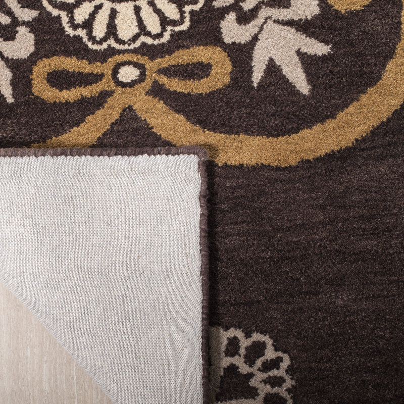 Tapis floral brun / bleu en laine / coton touffeté à la main Amory, Rectangle 5 pi x 8 pi