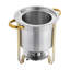 4.2Qt Modern Freestanding Stainless Steel Round Soup Warmer Chafing Dish With Pot Lid and Fuel Holder