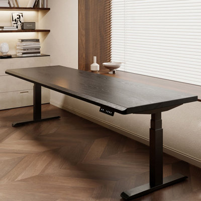 Solid wood electric height-adjustable desk