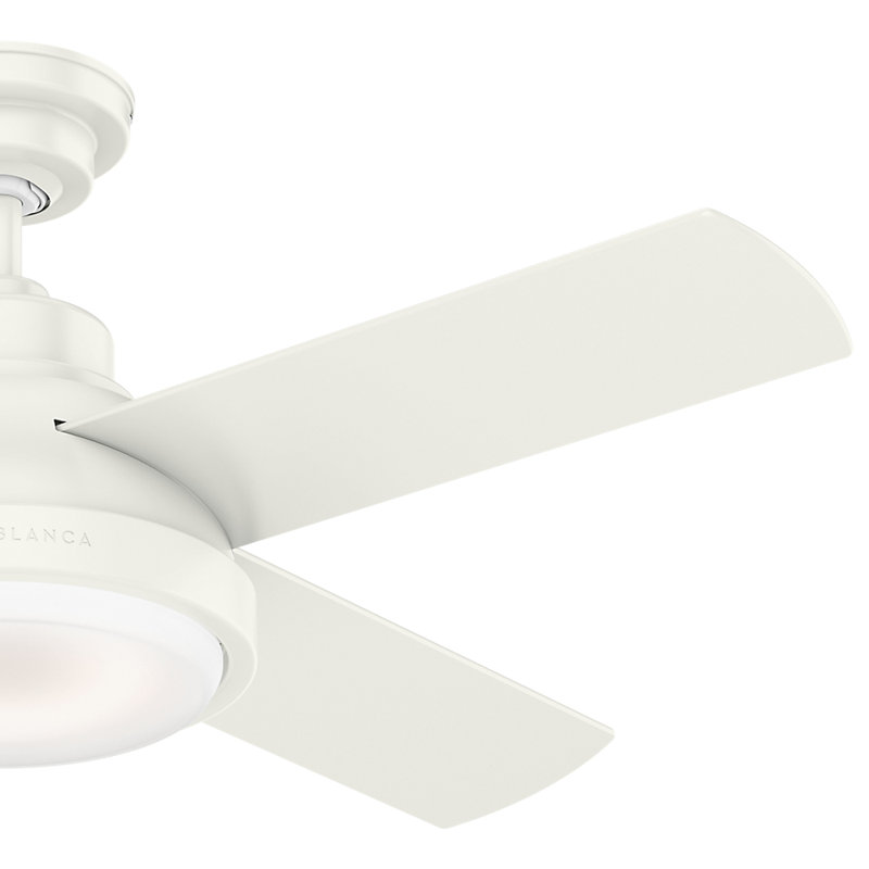 44" Levitt 4 - Blade LED Standard Ceiling Fan with Wall Control and Light Kit Included, Fresh White/Fresh White & Rustic Oak