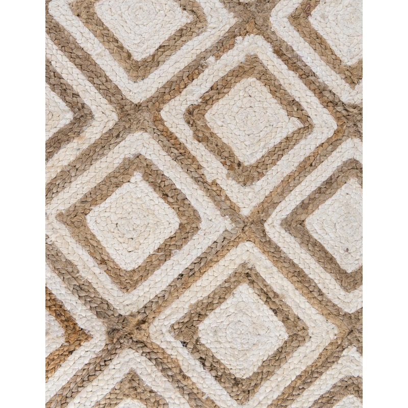 Tapis ivoire en coton tressé à la main Jereck, Chemin de table 1 pi 2 po x 10 pi