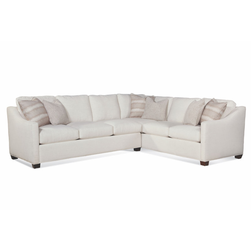 Oliver 2 - Piece Upholstered Sectional, Java, Right Hand Facing, Sunbrella Beige Pinstripe; 6205-74