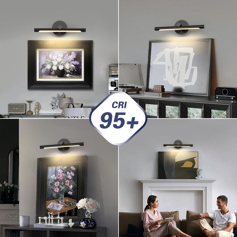 Matte Black 16.34 in. LED Picture Light with Remote Control Dimmable Multiple Colour Temperatures Rotatable and Timer