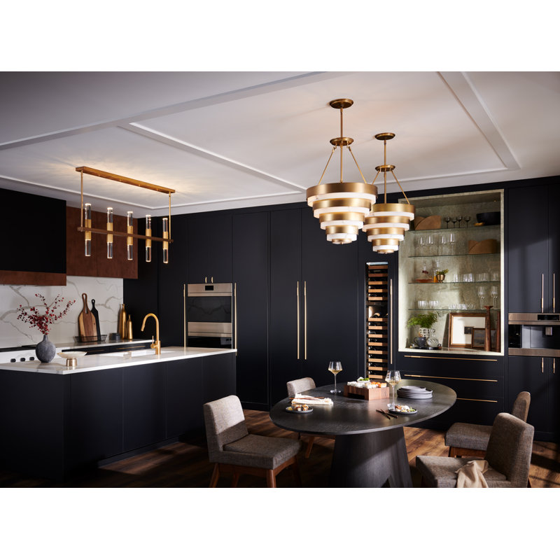 Cecily Heritage Brass LED Kitchen Island Pendant with Clear Crystal