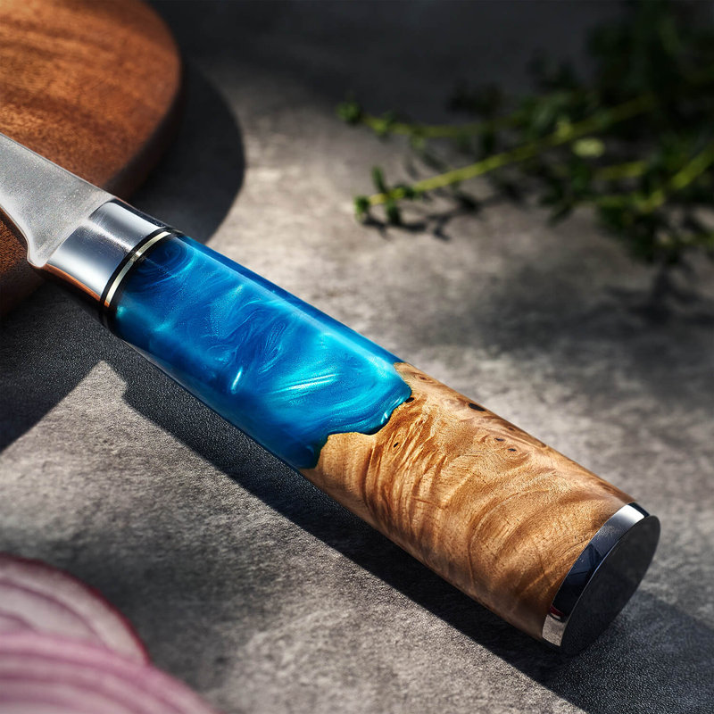Fourchette à découper 13 po - acier inoxydable avec poignée en bois de résine bleue