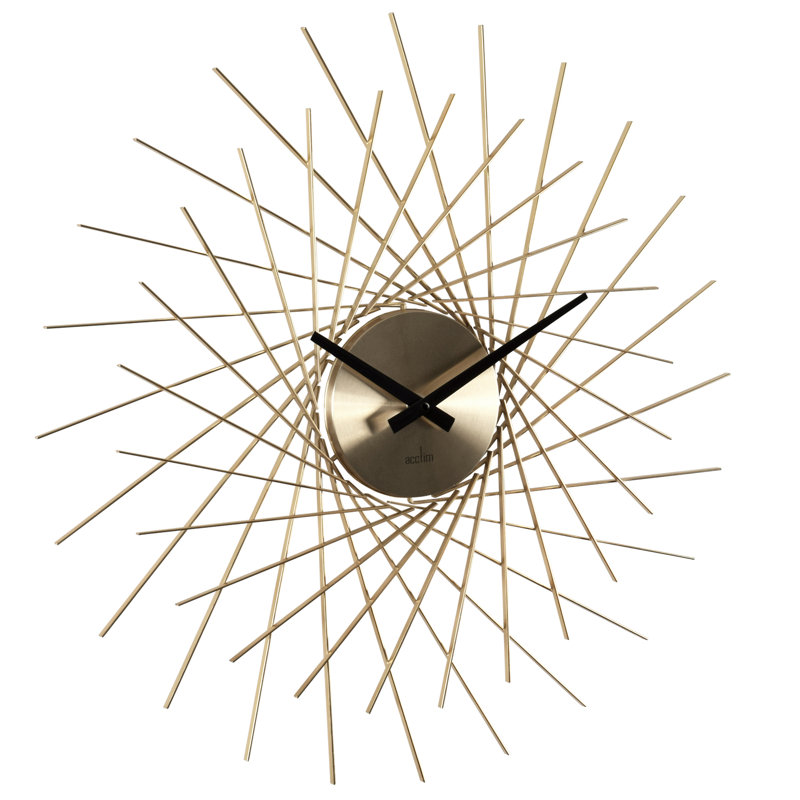 Acctim Large Wall Clock Quartz Spoke Geometric Spun Metal 50cm, Gold