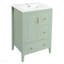 Meuble-lavabo 24 po avec lavabo, 1 armoire avec porte à fermeture douce, 3 tiroirs à fermeture douce, poignées en métal rétro, vert clair