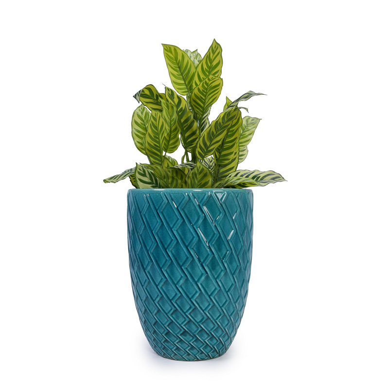 High quality ceramic flowerpot, Cyan