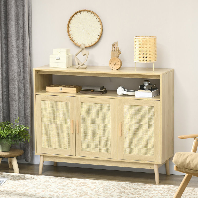 Buffet naturel avec portes pour armoire de rangement et rangement réfléchi