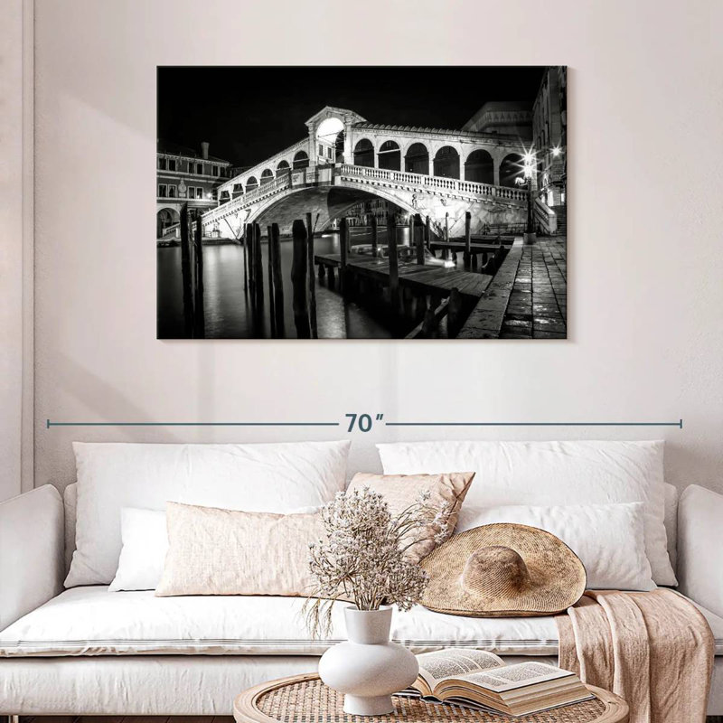 Pont Lilie Rialto la nuit, H 30 po x l 45 po