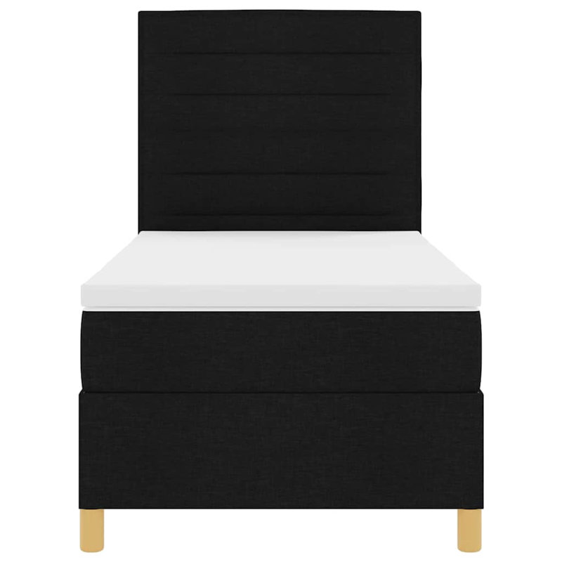 Vidaxl Box Spring Bed with Mattress Fabric, 100 x 200cm, Black
