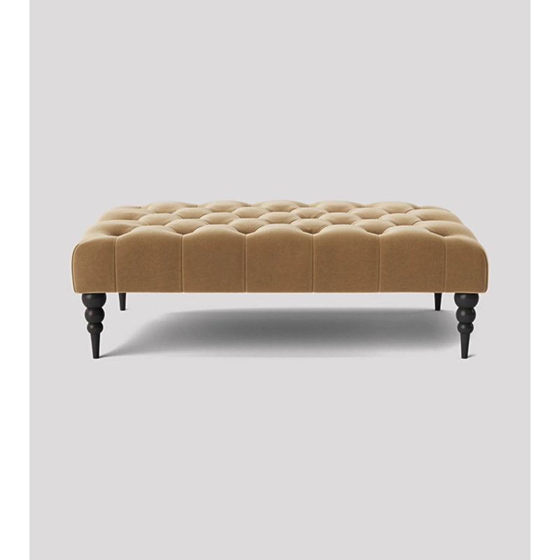 Alyana Rectangle Ottoman Bench with Wooden Legs - Plush Velvet Chesterfield Upholstered Footstool, Mink