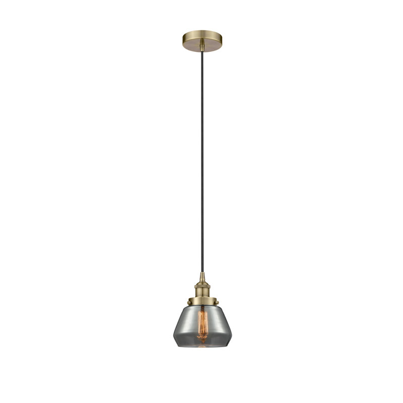 Luminaire suspendu conique à 1 lumière Cahn, Laiton antique, Brun