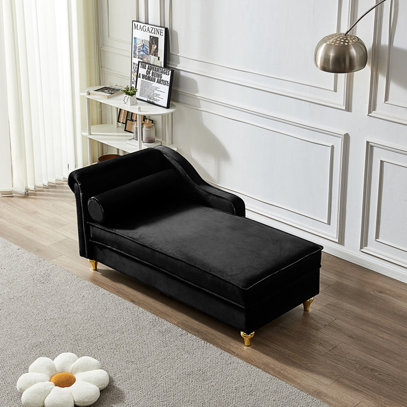 Chaise longue avec rangement Modern Upholstery, Noir