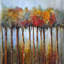 «Colorful Leaves Trees» - reproduction encadrée orange contemporaine