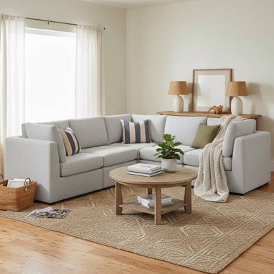 Modular Sectional Sofa 93" 93" Polyester 5 Pieces Gray