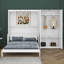 Grand lit armoire mural en bois avec rangement intégré-1118363957