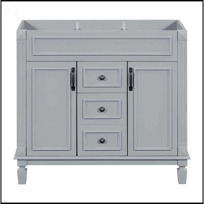 Armoire de meuble-lavabo moderne de 36 pouces avec 2 portes à fermeture douce et 2 tiroirs sans lavabo supérieur, solution de rangement durable et élégante