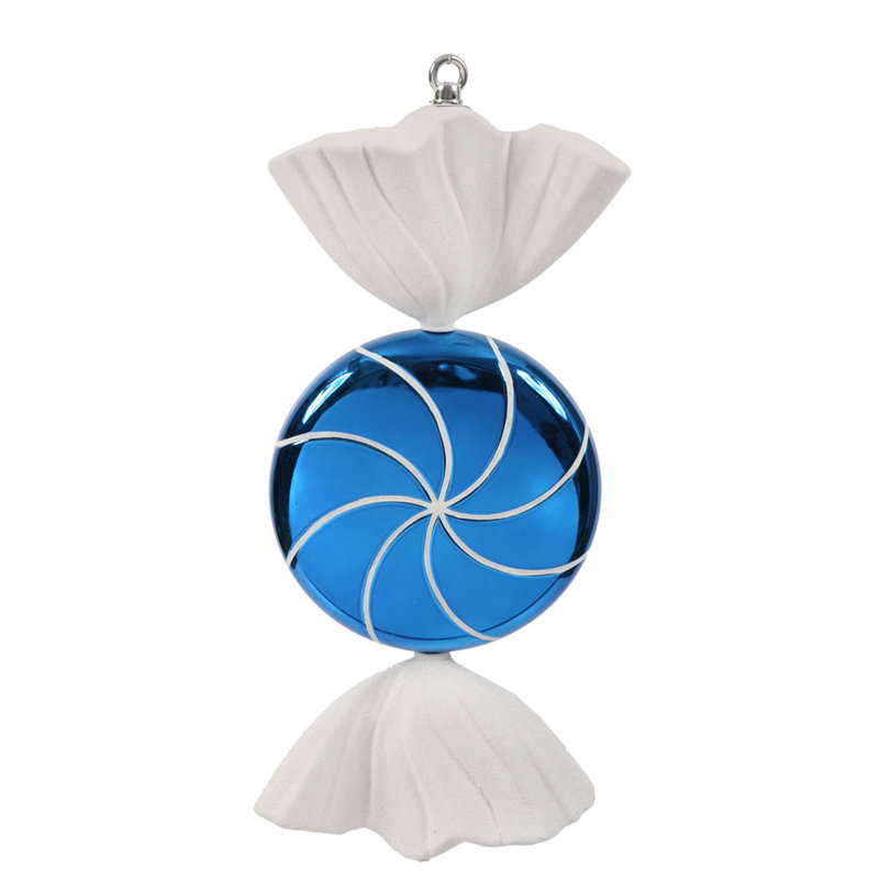 Ornement en forme de bonbon tourbillonnant, Bleu blanc