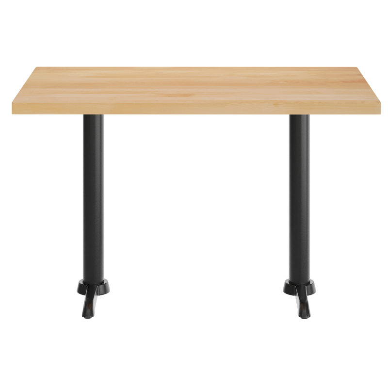 Table commerciale en bois massif L 48 po x l 30 po avec deux bases en T de 22 po x 22 po, H 29,5 po x L 48 po x l 30 po, Noir