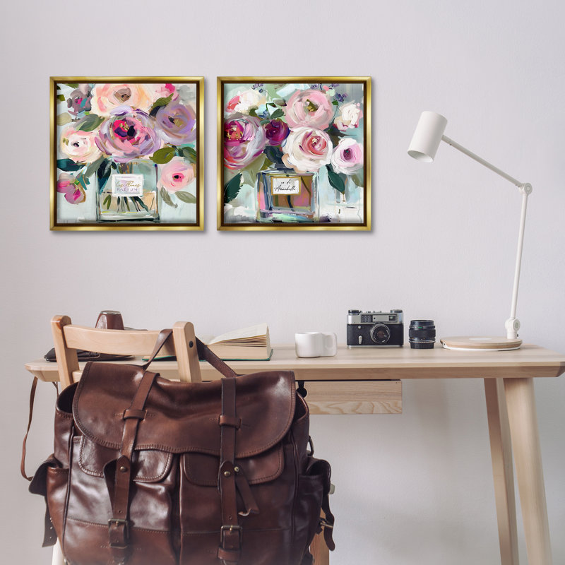 Ensemble de 2 toiles flottantes Blush Spring Blooms in Bottle, design par Annabelle Hall, H 18 po x l 18 po