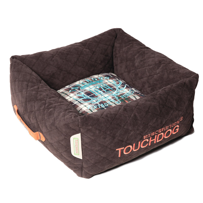 Lit pour chien Touchdog, Moyen (l 19,7 po x P 19,7 po x H 9,1 po), Marron foncé