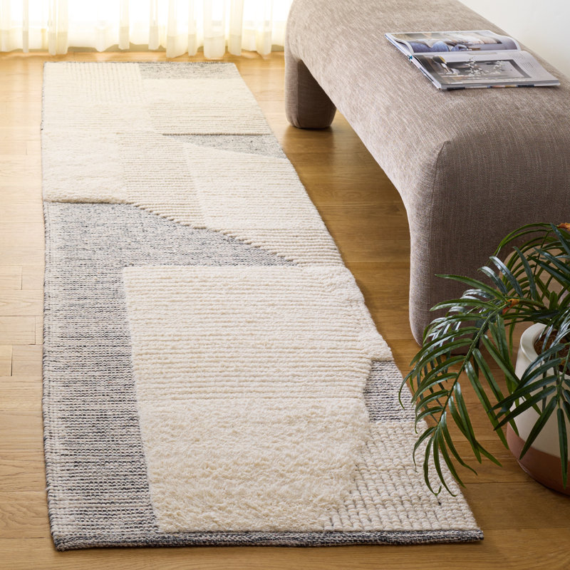 Natura 506 Hand Woven 80% Wool; 20% Cotton Geometric Shapes Rug, Runner 2'3" x 9'