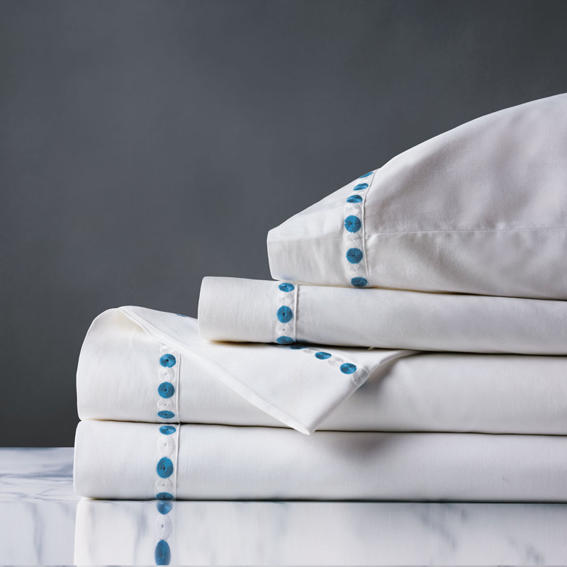Aesha Sheet Set, Full, White/Blue