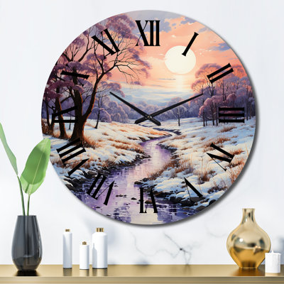 Horloge murale White Fushia Winter Sunrise II