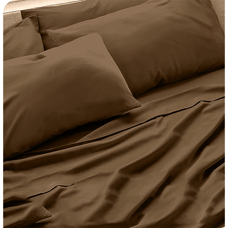 6-Piece Premium Deep Pockets Microfiber Sheet Set, Full, Dark Khakhi
