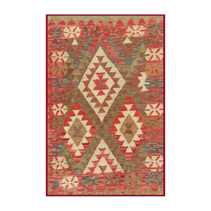 Tapis contemporain orange / brun / crème, Rectangle 6 pi x 9 pi