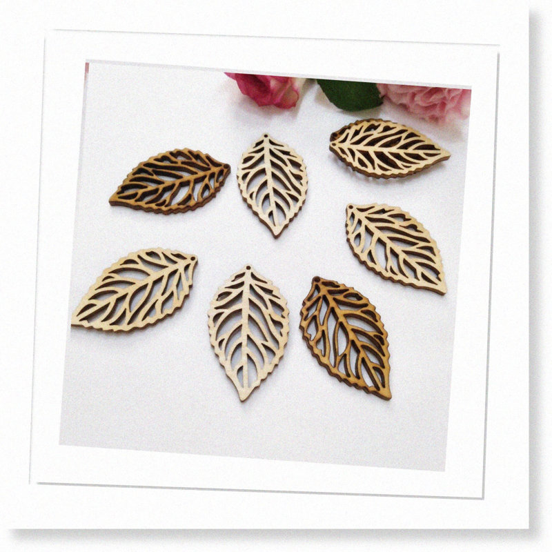 30pcs Natural Wood Leaf Earring Blanks 2"