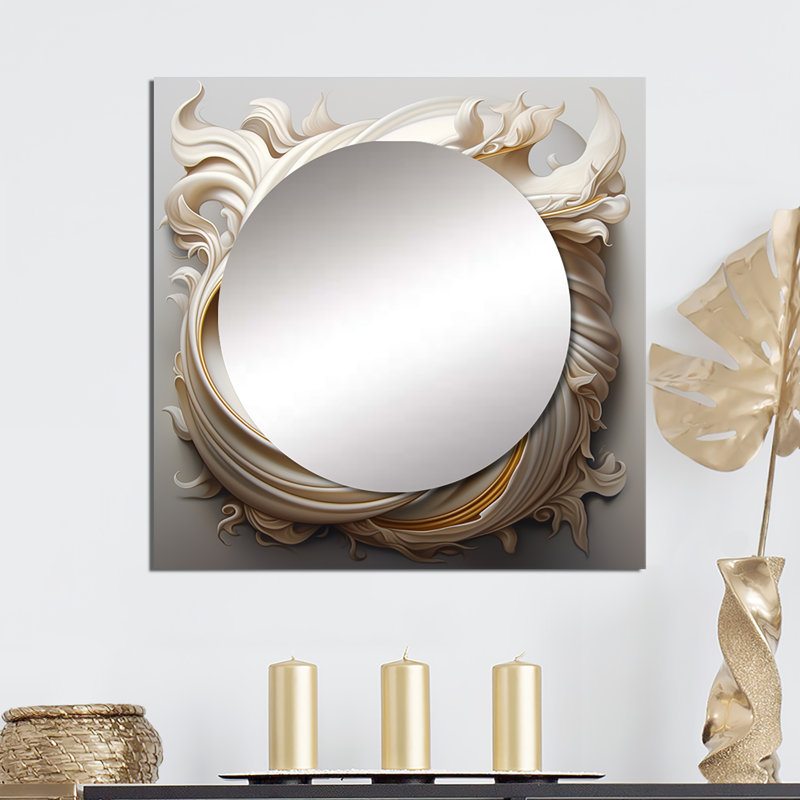 Golchehr - Abstract Spirals Square Mirror Wall Decor For Bedroom, 29" x 29"