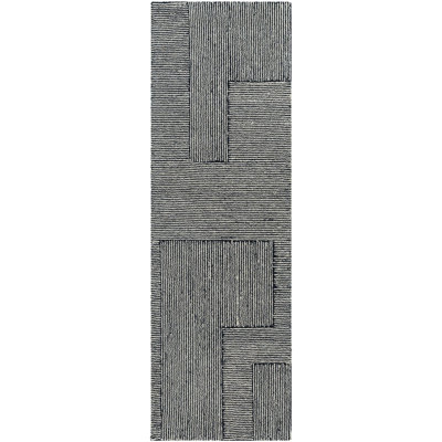 Peeta Hand-Tufted Black/Ivory Geometric Wool Rug