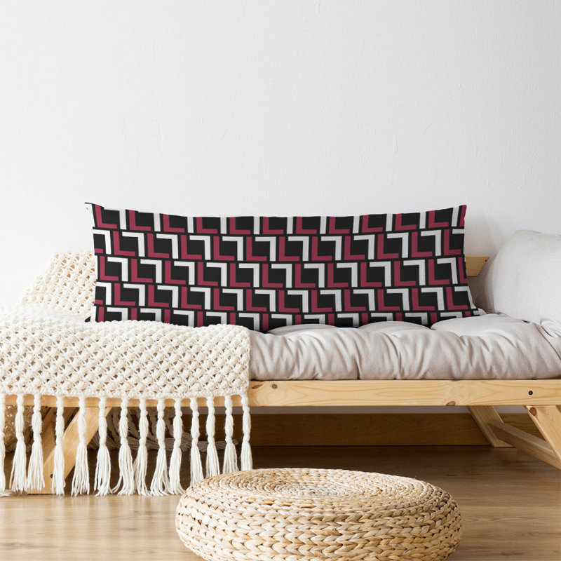Polyester Medium Pillow, Microfiber, Red/White/Black