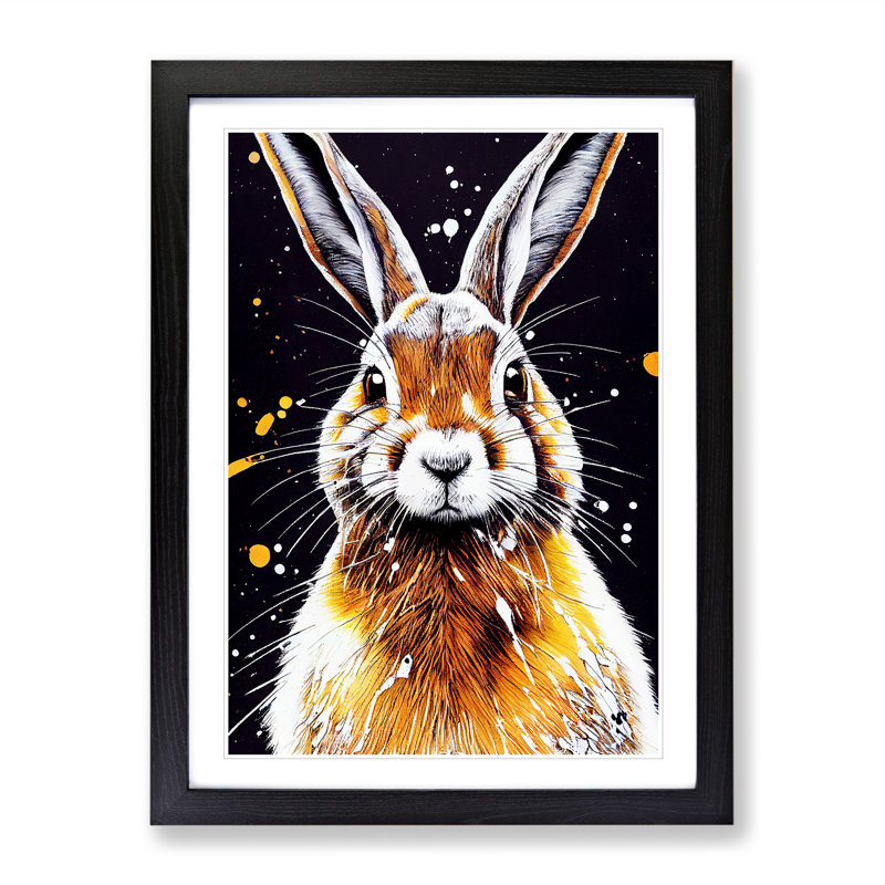 Paint Splashed Hare - Framed Print, Black, 34cm H x 25cm W x 2cm D