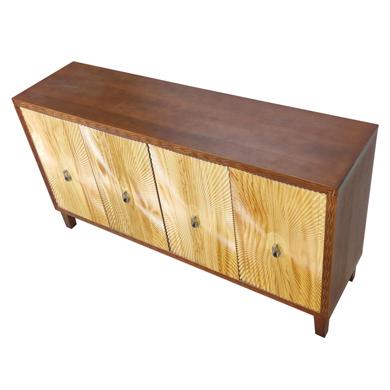 Buffet rétro sculpté à 4 portes avec tablettes réglables, armoire de rangement multifonctionnelle pour salle à manger ou espace de vie